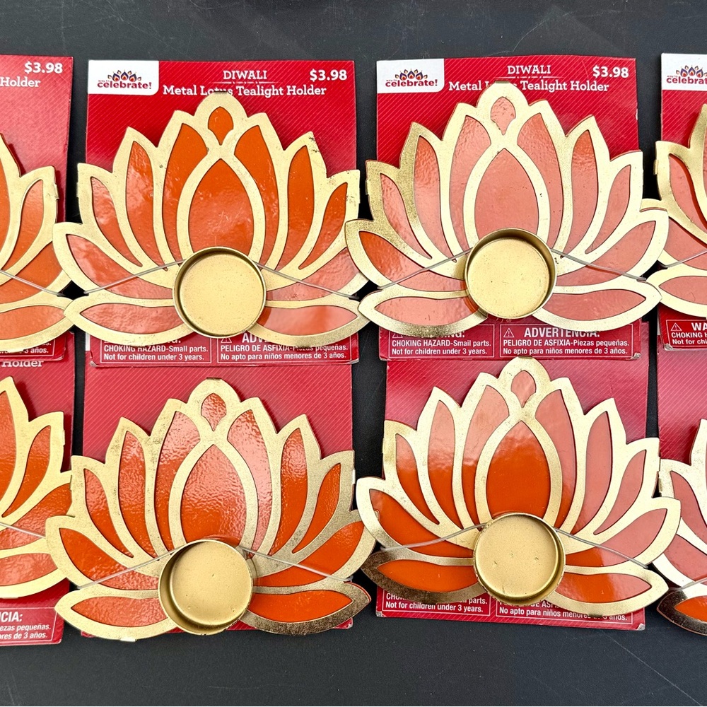 Gold and Orange Metal Tealight Holders Set of 8! NEW! Hippy/Bohemian/Natural